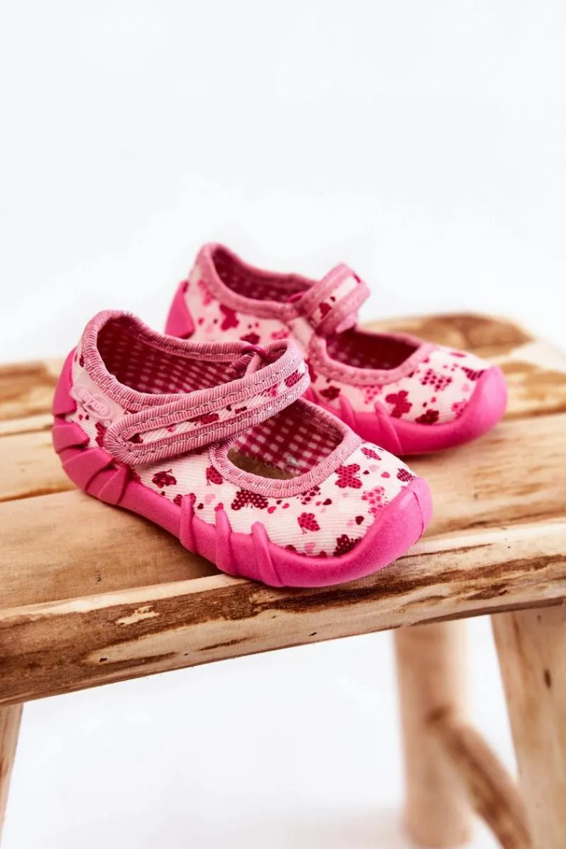 Best Papcie Baleriny Motyle 109P257 Różowe Dzieci Dziewczęce|Balerinki Dziecięce