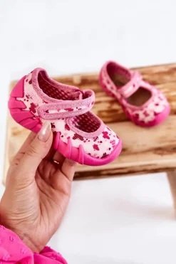 Best Papcie Baleriny Motyle 109P257 Różowe Dzieci Dziewczęce|Balerinki Dziecięce