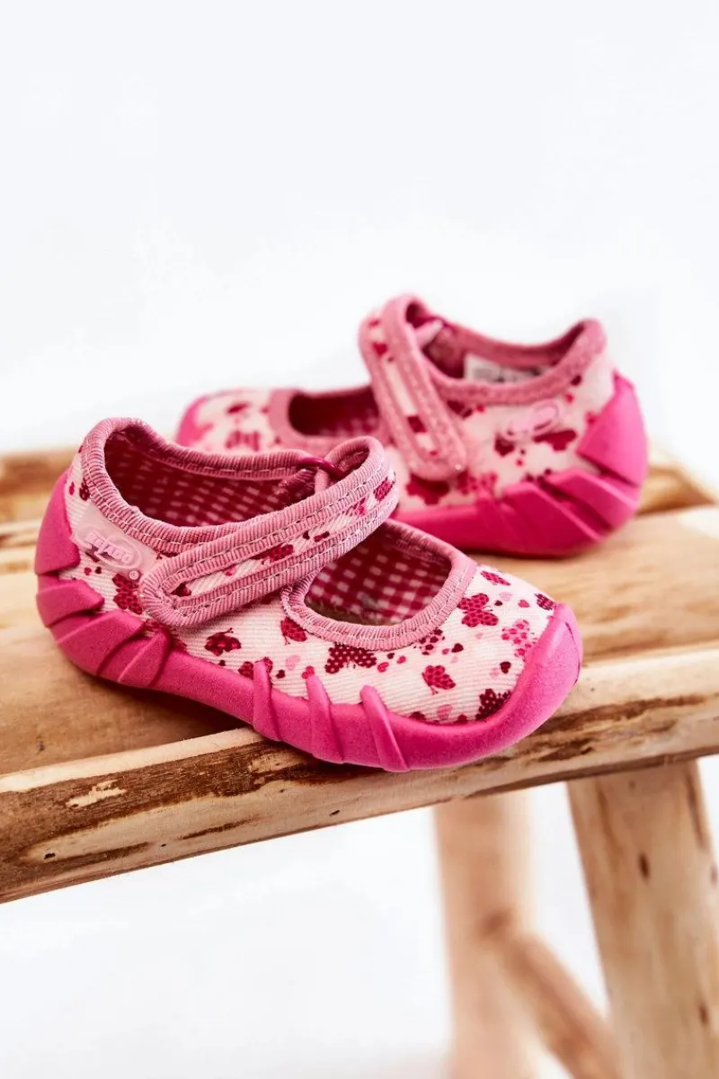 Best Papcie Baleriny Motyle 109P257 Różowe Dzieci Dziewczęce|Balerinki Dziecięce