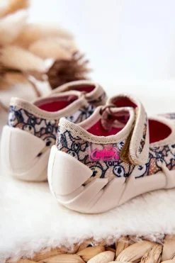 Dziewczęce|Balerinki Dziecięce></noscript>BEFADO Papcie Baleriny Sarenki 109P240 Beżowe