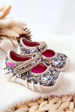 Dziewczęce|Balerinki Dziecięce></noscript>BEFADO Papcie Baleriny Sarenki 109P240 Beżowe