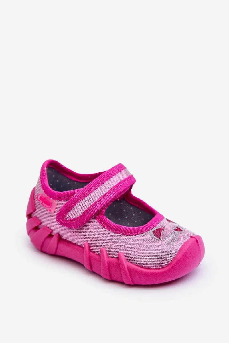 Dziewczęce|Back To School>BEFADO Papcie Baleriny Błyszczące Kotki 109P235 Różowe Czarny