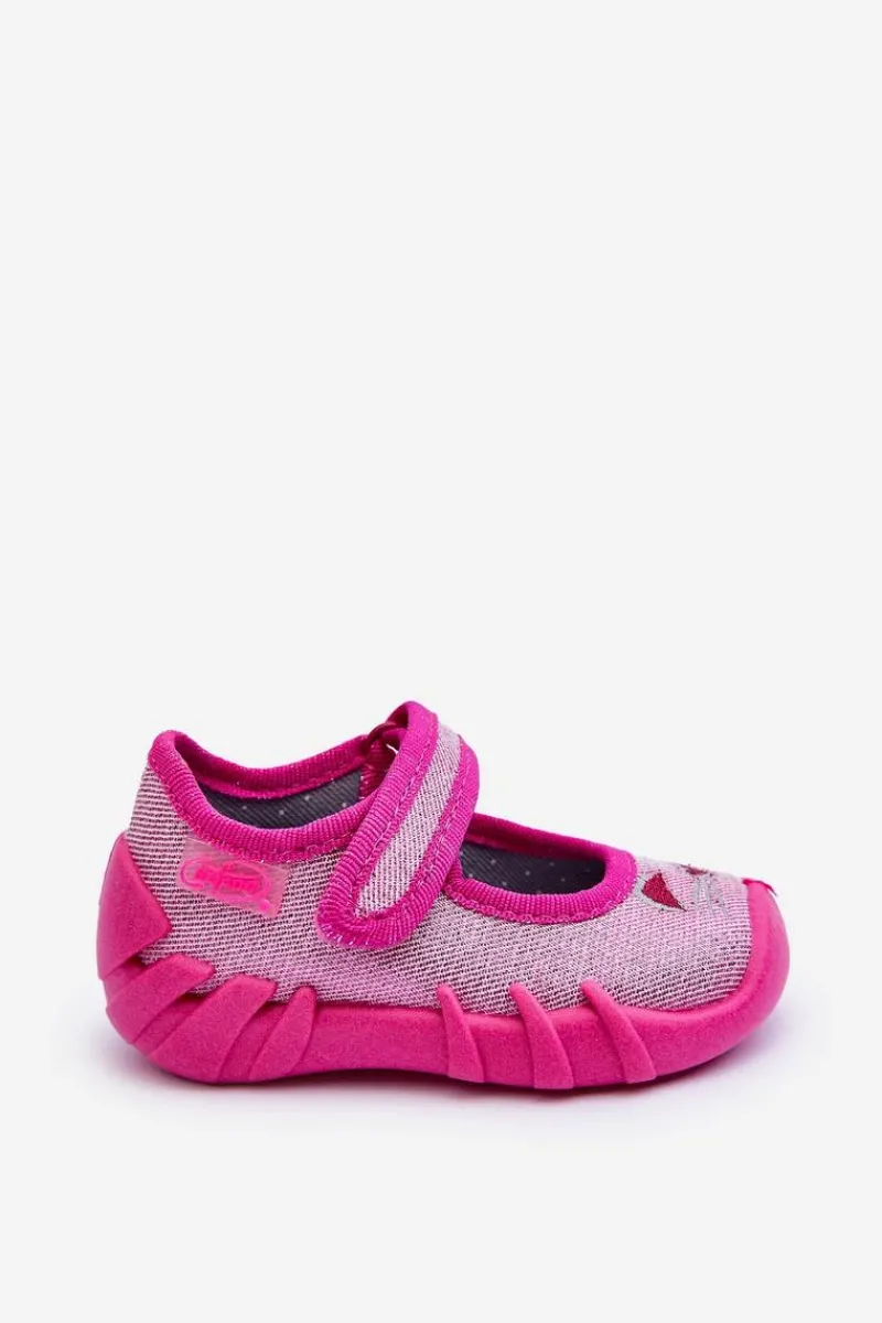 Dziewczęce|Back To School>BEFADO Papcie Baleriny Błyszczące Kotki 109P235 Różowe Czarny