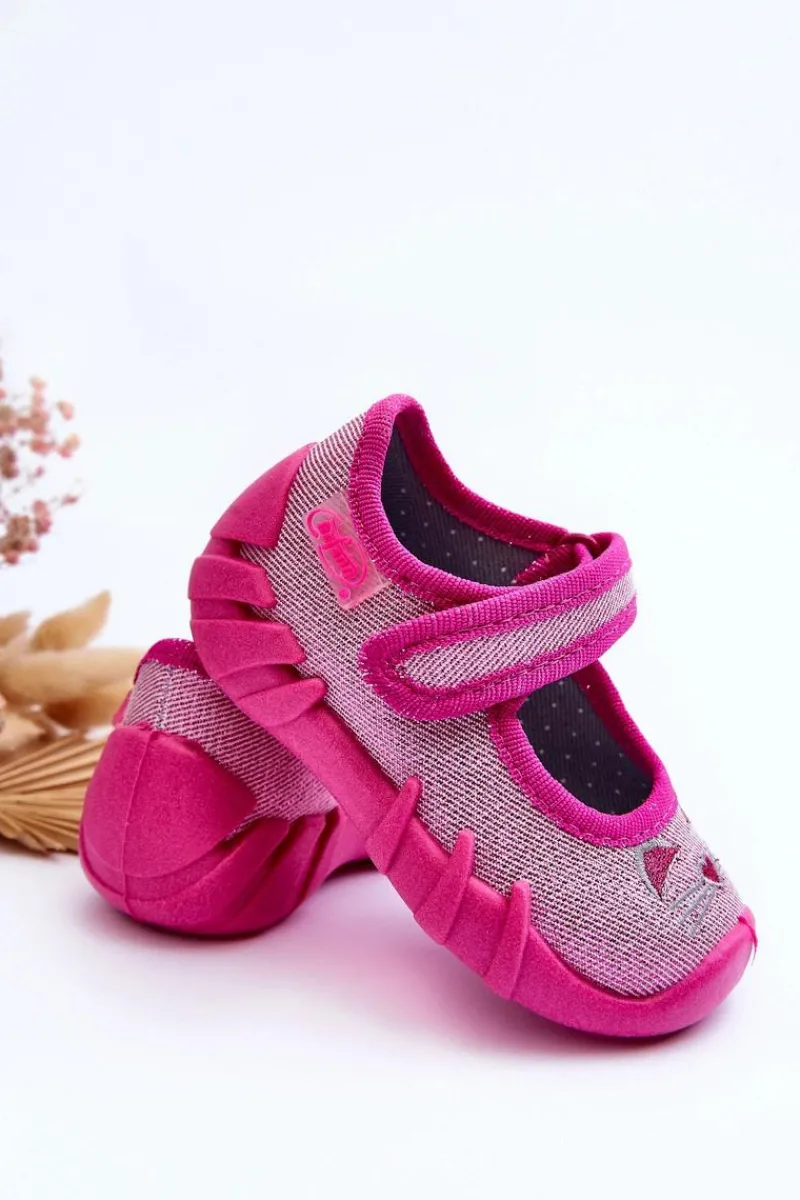 Dziewczęce|Back To School>BEFADO Papcie Baleriny Błyszczące Kotki 109P235 Różowe Czarny