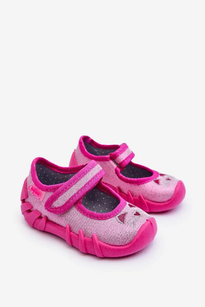 Dziewczęce|Back To School>BEFADO Papcie Baleriny Błyszczące Kotki 109P235 Różowe Czarny