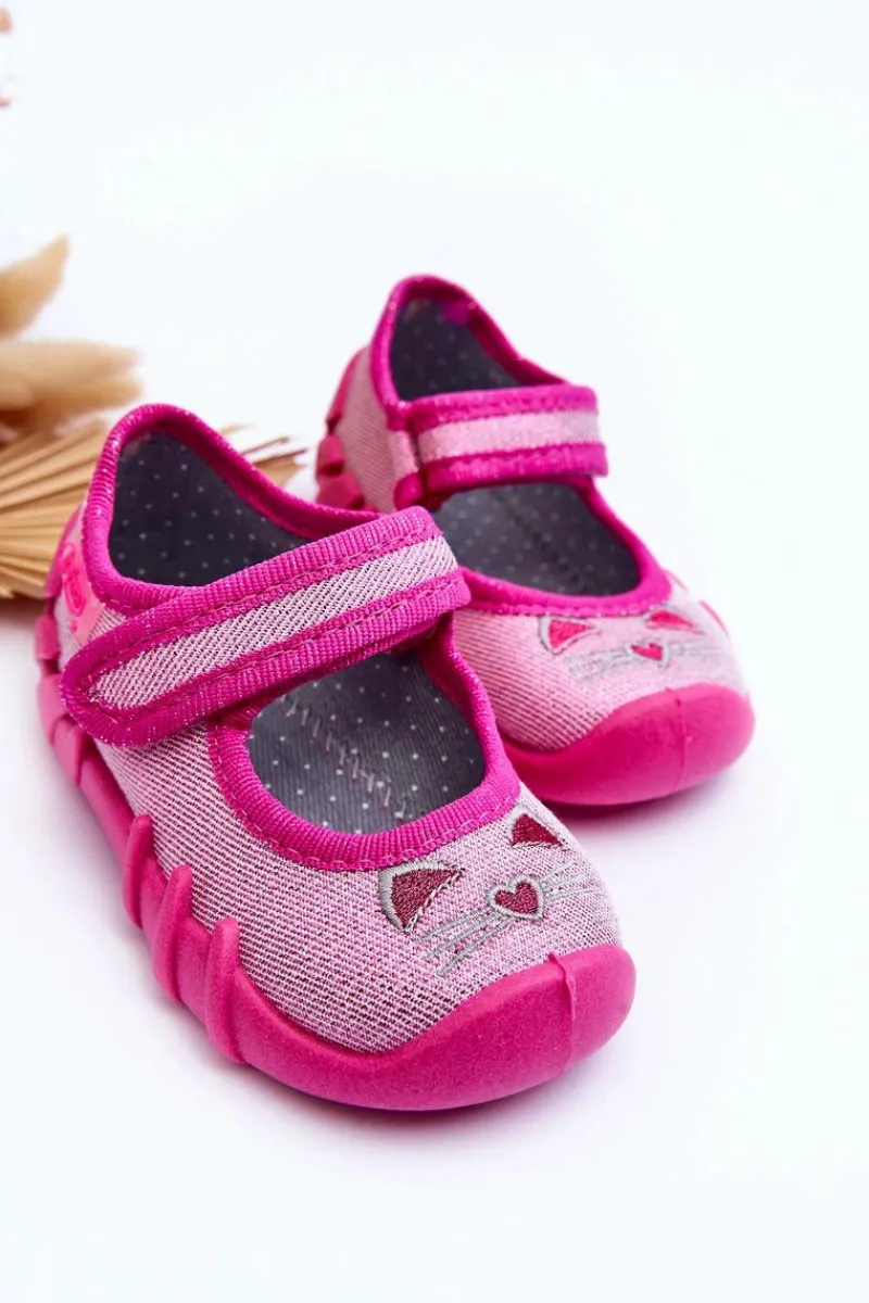 Dziewczęce|Back To School>BEFADO Papcie Baleriny Błyszczące Kotki 109P235 Różowe Czarny