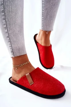 Online Big Star Shoes Papcie Damskie Domowe Panto Fino KK267006 Czerwono-Brązowe