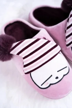 Outlet Papcie damskie Domowe Różowe Wrzosowe Mashimaro Damskie Kapcie Klasyczne