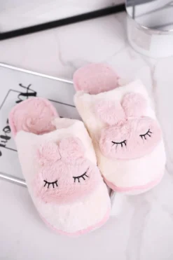 Online Boto Papcie Damskie Futrzane Biało Różowe Rabbit