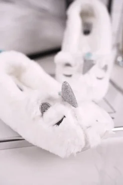 Online Papcie Damskie Futrzane Jednorożce Białe Rainbow Damskie Kapcie Klasyczne