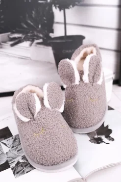 Online Papcie Damskie Futrzane Zajączek Szare Goody Damskie Kapcie Klasyczne