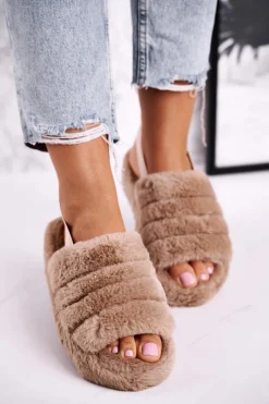 New Boto Papcie Damskie na Platformie Futrzane Brązowe Khaki Snowflake