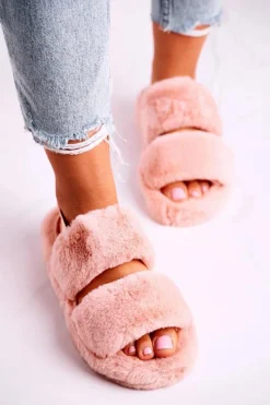 Online Papcie Damskie na Platformie Futrzane Pomarańczowe Cotton Candy Damskie Kapcie Klasyczne