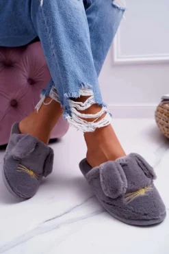 Best Boto Papcie Damskie Z Futerkiem I Uszkami Szare Semmi