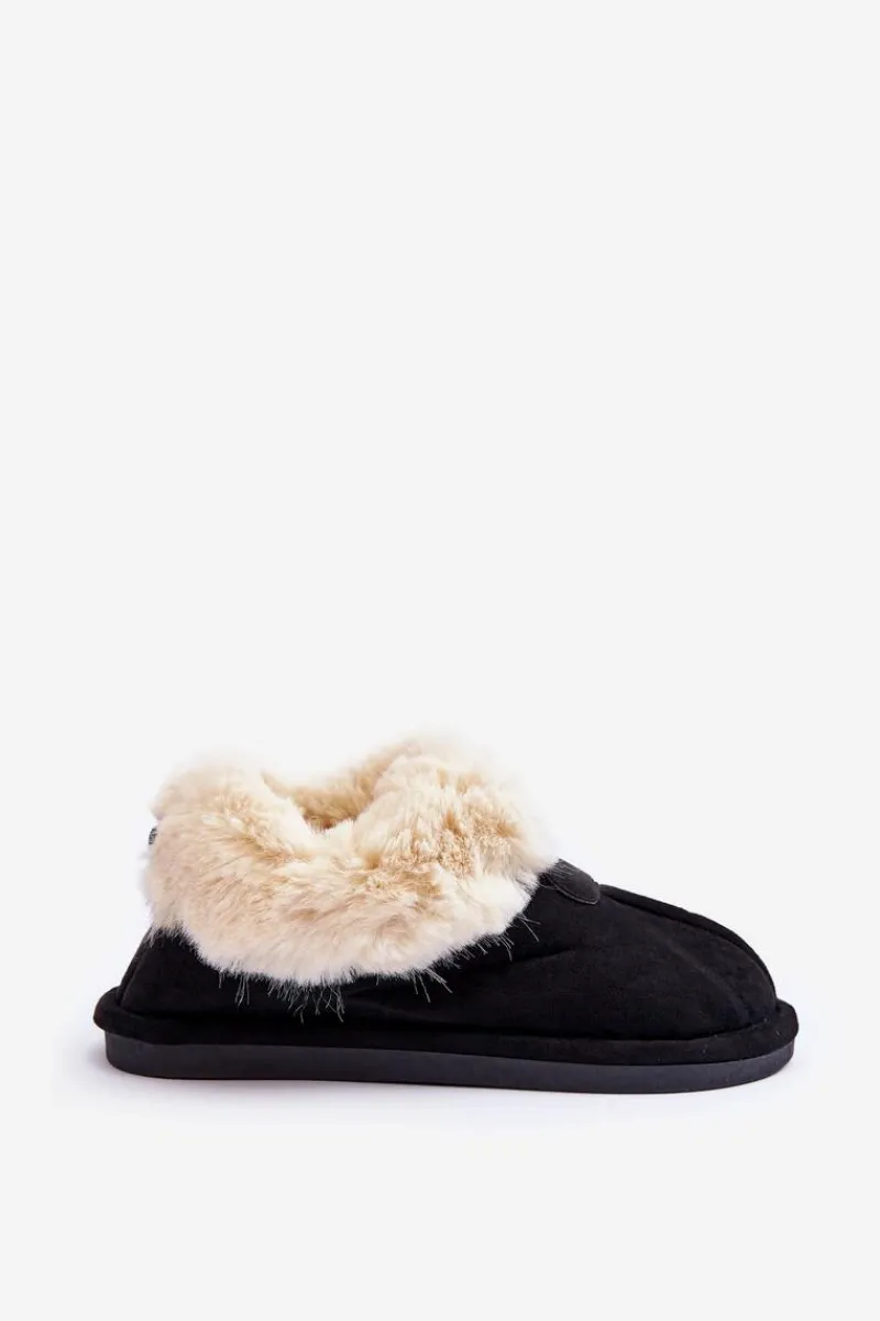 Papcie Damskie Z Futerkiem Czarne Lanoze Damskie Kapcie Klasyczne