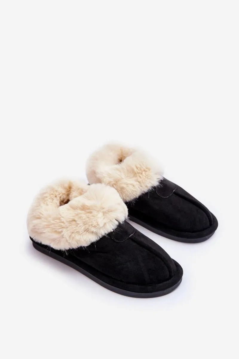 Papcie Damskie Z Futerkiem Czarne Lanoze Damskie Kapcie Klasyczne