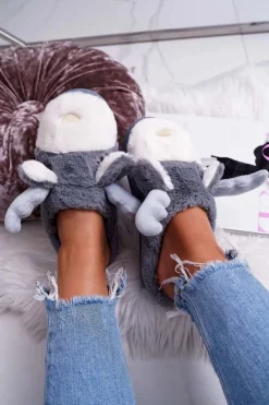 Outlet Boto Papcie Damskie Z Futerkiem Renifery Szare Deff