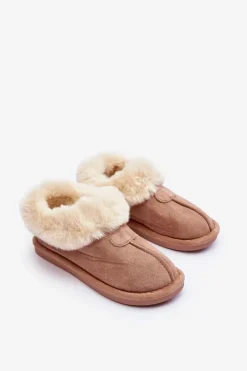 Discount Papcie Damskie Z Futerkiem Beżowe Lanoze Damskie Kapcie Klasyczne