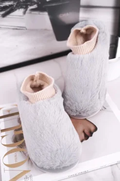 New Boto Papcie Damskie Z Futerkiem I Skarpetką Szare Yeti