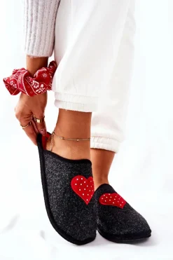 Online Big Star Shoes Papcie Domowe Panto Fino II267009 Czarno-Czerwone