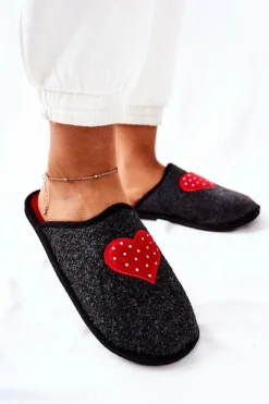 Online Big Star Shoes Papcie Domowe Panto Fino II267009 Czarno-Czerwone