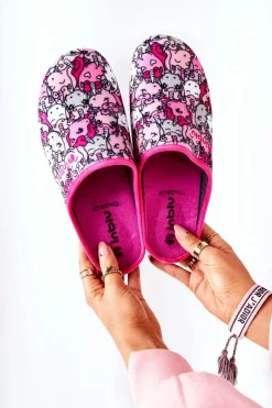 Best Papcie Klapki Jednorożce 155D201 Różowe Damskie Kapcie Klasyczne|Klapki Damskie Klasyczne