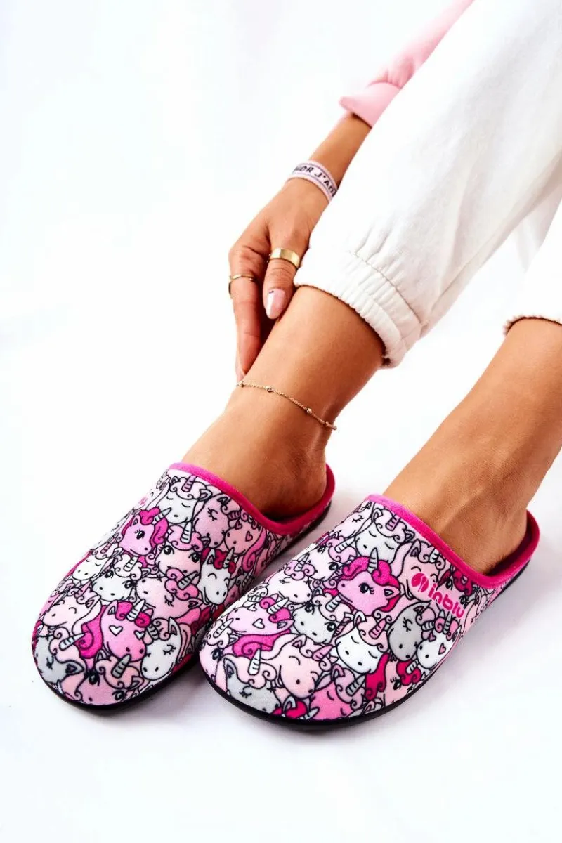 Best Papcie Klapki Jednorożce 155D201 Różowe Damskie Kapcie Klasyczne|Klapki Damskie Klasyczne