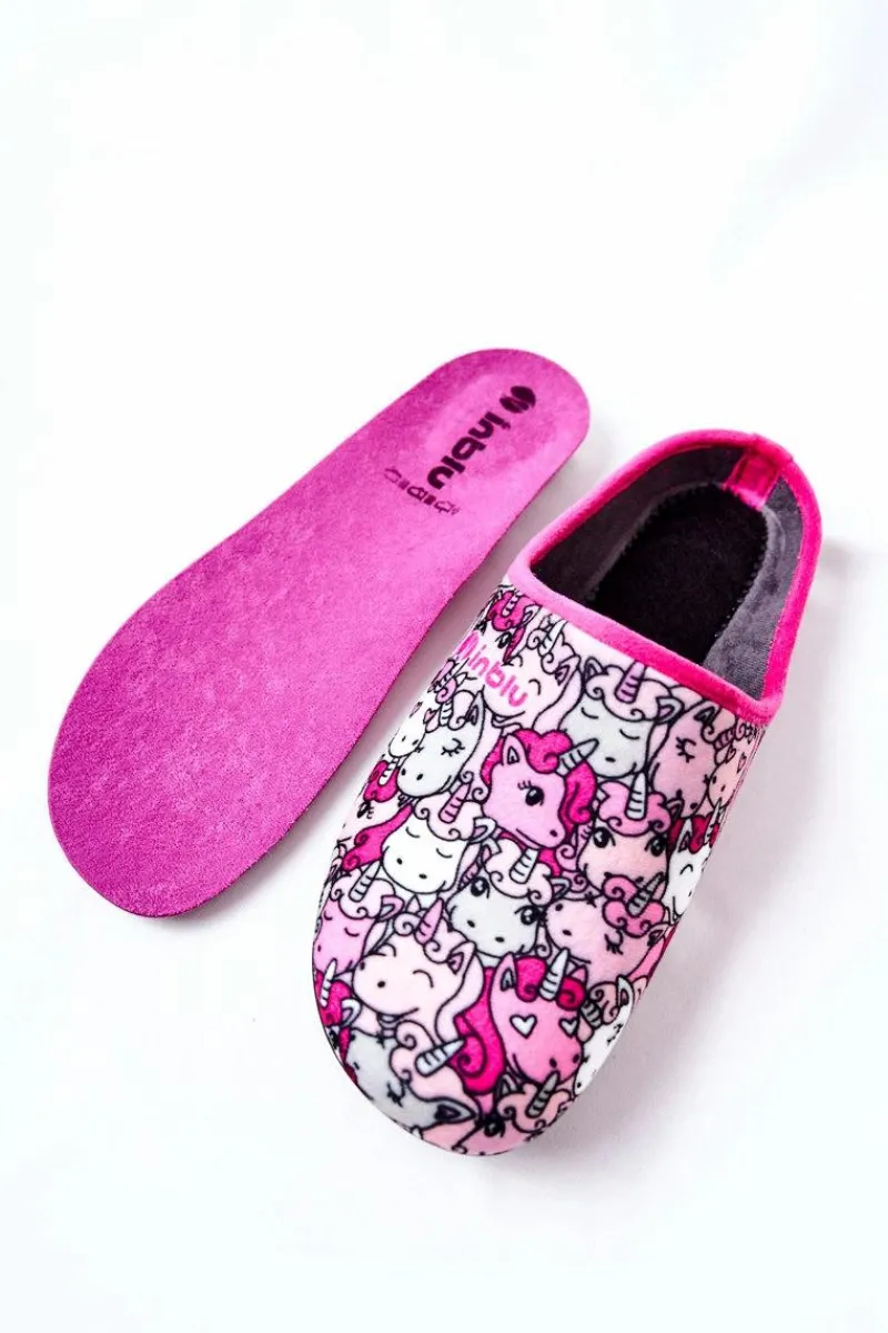 Best Papcie Klapki Jednorożce 155D201 Różowe Damskie Kapcie Klasyczne|Klapki Damskie Klasyczne