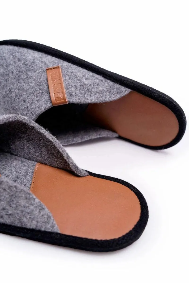 Papcie Męskie>Big Star Shoes Papcie Męskie Domowe Big Star Szare D167177A