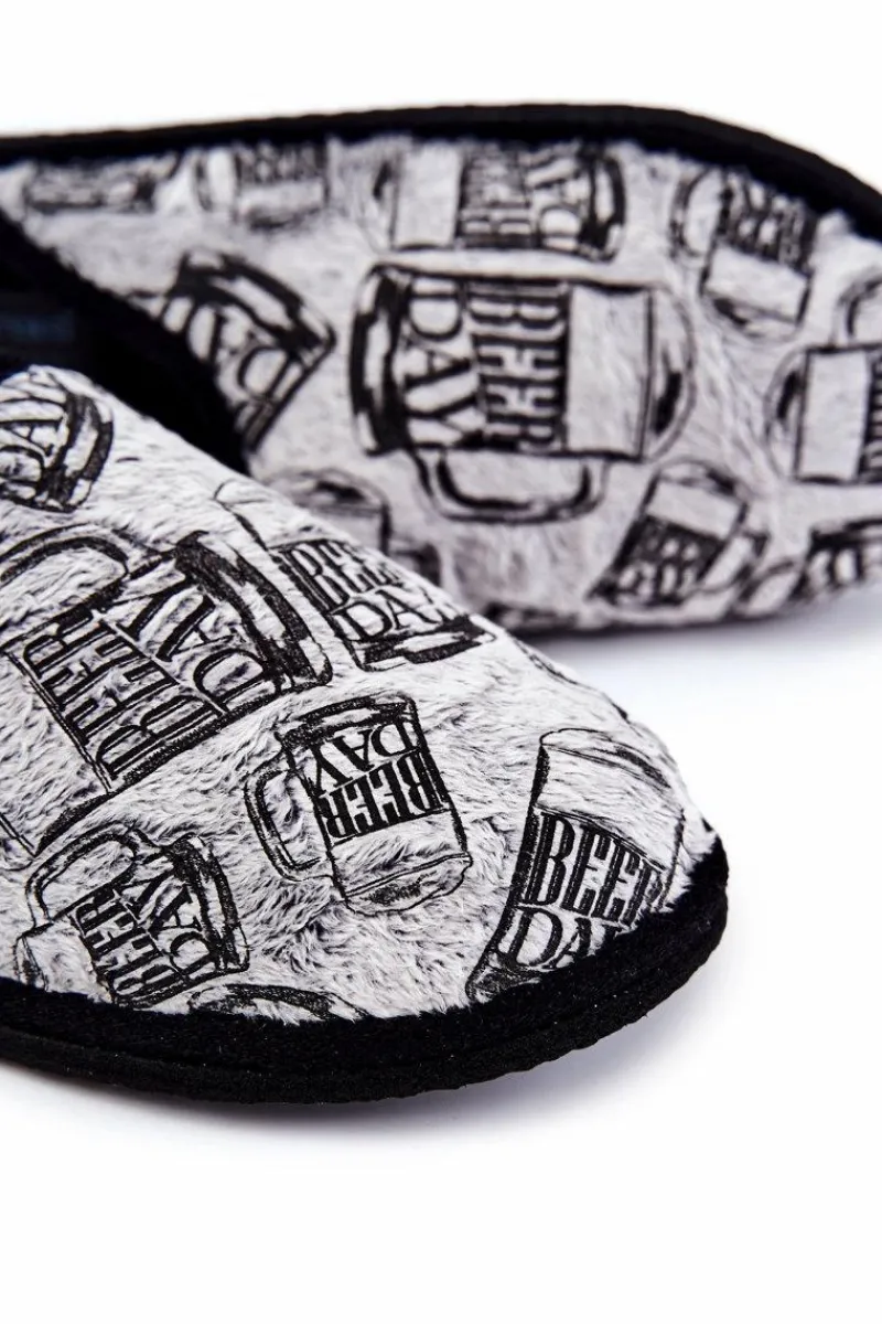 Papcie Męskie>Big Star Shoes Papcie Męskie Domowe Panto Fino KK167001 Szare