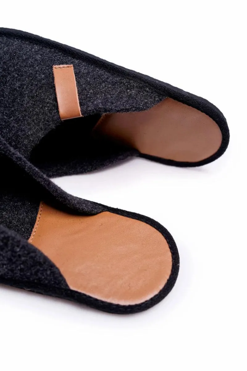 Sale Big Star Shoes Papcie Męskie Domowe Panto Fino II167009 Czarno-Brązowe