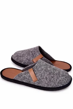 Best Papcie Męskie Domowe Panto Fino II167007 Szaro-Brązowe Męskie Papcie Męskie