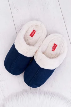 Papcie Męskie|Klapki Z Futerkiem>Boto Papcie Męskie SOXO Klapki Z Futerkiem Granatowe 70103