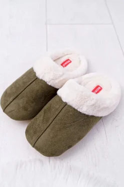 Best Papcie Męskie SOXO Klapki Z Futerkiem Khaki 70103 Damskie Papcie Męskie|Klapki Z Futerkiem
