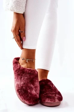 Papcie Ocieplane Futrzane Różowe Mecy Damskie Kapcie Klasyczne