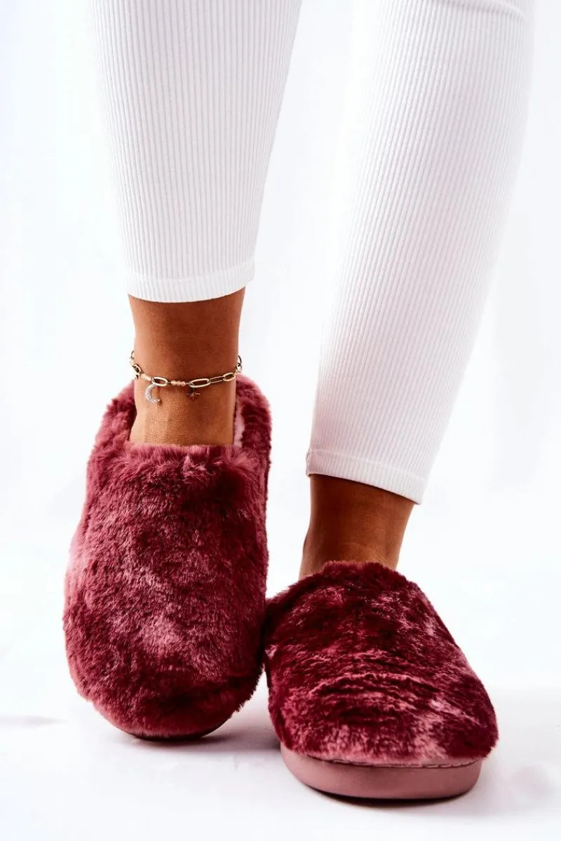 Papcie Ocieplane Futrzane Różowe Mecy Damskie Kapcie Klasyczne
