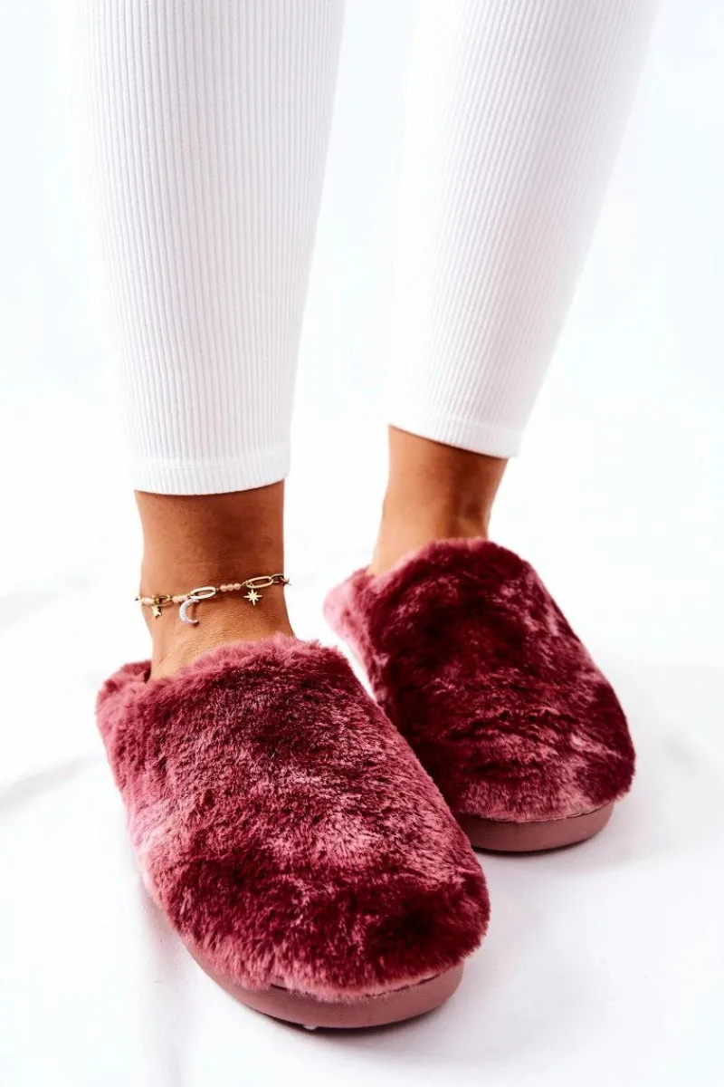 Papcie Ocieplane Futrzane Różowe Mecy Damskie Kapcie Klasyczne