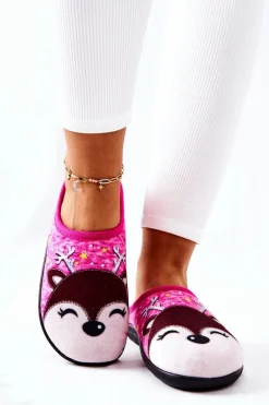 Online Papcie Ocieplane Renifer Różowe Taffy Damskie Kapcie Klasyczne