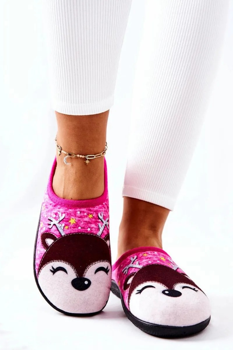 Online Papcie Ocieplane Renifer Różowe Taffy Damskie Kapcie Klasyczne