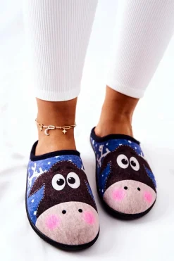 Sale Boto Papcie Ocieplane Wzór Renifer Niebieskie Elodie