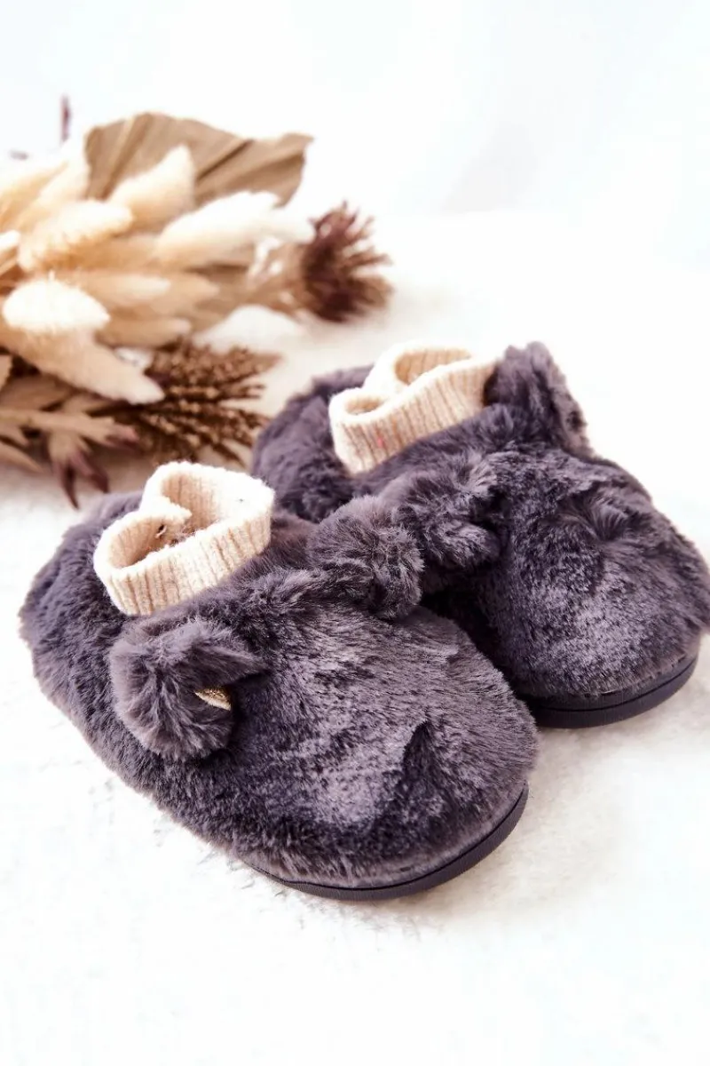 Dziewczęce|Back To School>Boto Papcie Ocieplane Ze Ściągaczem Ciemnoszare Dessi Szary