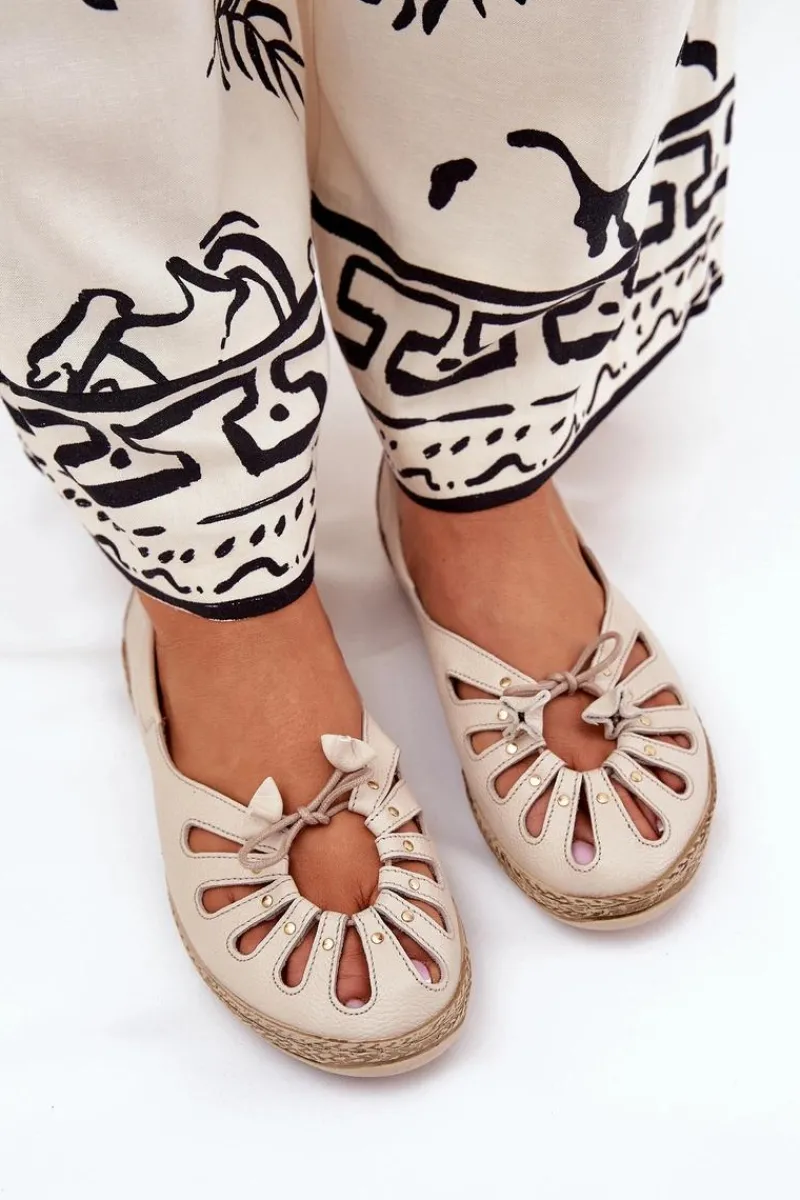 Baleriny Skórzane|Baleriny Klasyczne>Zazoo Płaskie Baleriny Z Naturalnej Skóry 10179 Beżowe Beżowy