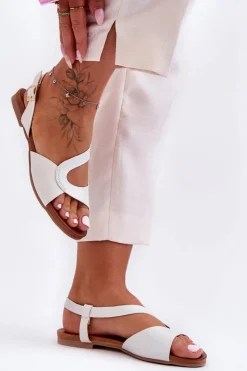 Hot Płaskie Damskie Sandały S.Barski 541-22 Srebrne Damskie Sandały Płaskie