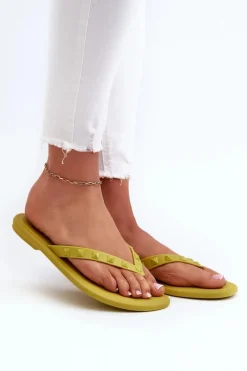 Klapki Damskie Japonki|Klapki Damskie Klasyczne>ZAXY Płaskie Elastyczne Klapki Japonki Damskie JJ285253 Limonkowe Zielony