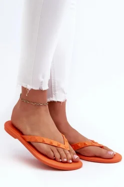 Clearance ZAXY Płaskie Elastyczne Klapki Japonki Damskie JJ285254 Pomarańczowe Pomarańczowy