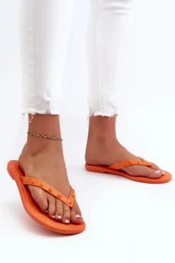 Clearance ZAXY Płaskie Elastyczne Klapki Japonki Damskie JJ285254 Pomarańczowe Pomarańczowy