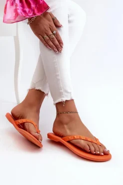 Clearance ZAXY Płaskie Elastyczne Klapki Japonki Damskie JJ285254 Pomarańczowe Pomarańczowy