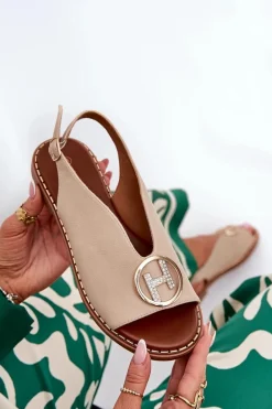 Sandały Płaskie><noscript><img width=