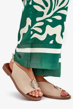 Sandały Płaskie><noscript><img width=