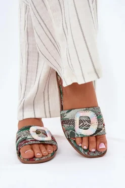 Klapki Damskie Klasyczne>Boto Płaskie Klapki Damskie Z Ozdobną Klamrą Multikolor Clariola Wielokolorowy